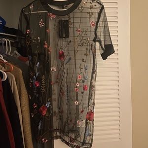 Festival look embroidered mesh dress